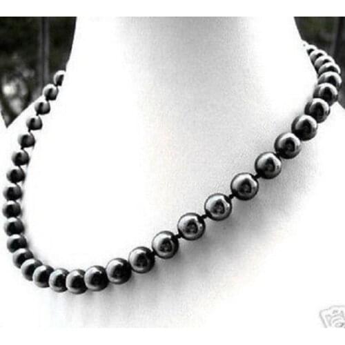 Real 10mm Black South Sea Shell Pearl Necklace 18"AAA style Fine Noble real Natural