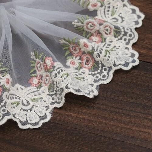 Free Shipping 30 yards/lot Lace Ribbon Tape Lace Trim Fabric DIY Embroidered Net Ivory Lace Trim Cord For Sewing Decoration LS02