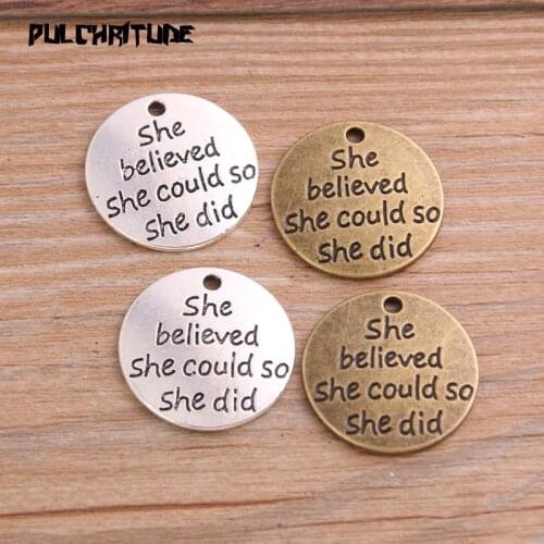 8pcs 23mm Two Color Metal Zinc Alloy Round Letter Charms Fit Jewelry Medical Plant Pendant Makings