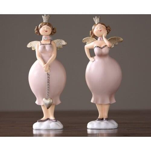 Pink Resin Girl Princess Angel Ornaments Creative Children Room Decoration Birthday Gift