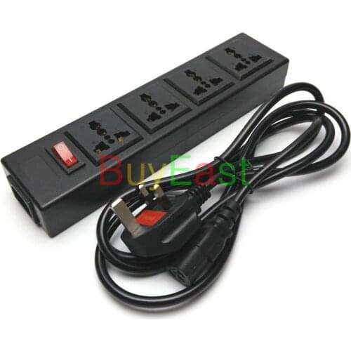 UK Plug 4 Ways Multi Outlet Extension Power Strip Convert World Plug With LED Main Switch AC100~250V Max 13A