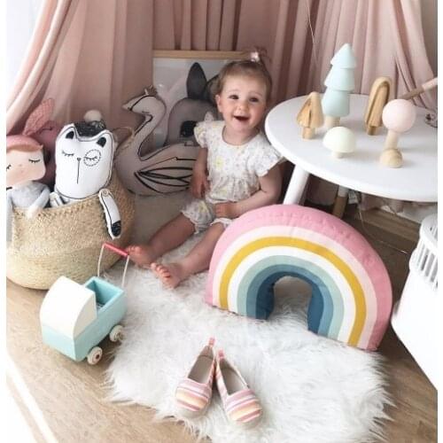 Nordic 25x35CM Rainbow Pillow Kids Rainbow Toys Soft Decorative Stuffed Cushion Cartoon Baby Pillow Decorate Nursery Room Decor