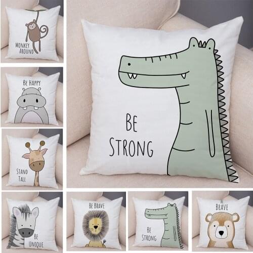 Nordic Zebra Hippo Giraffe Lion Crocodile Pillow Case Decor Animal Cushion Cover for Sofa Pillowcase Pillow Covers 45x45cm