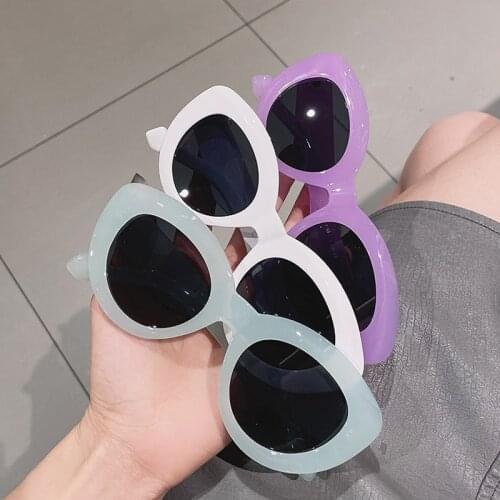 2021 Fashion Cat Eye Sunglasses Women Retro Jelly Color Shades UV400 Eyewear Men Green Pink Black Sun Glasses