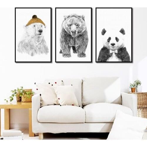 Modern Minimalist Animal Polar Bear Panda Wall Art Print Picture Canvas Painting For Living Room Bedroom Home Decor Poster