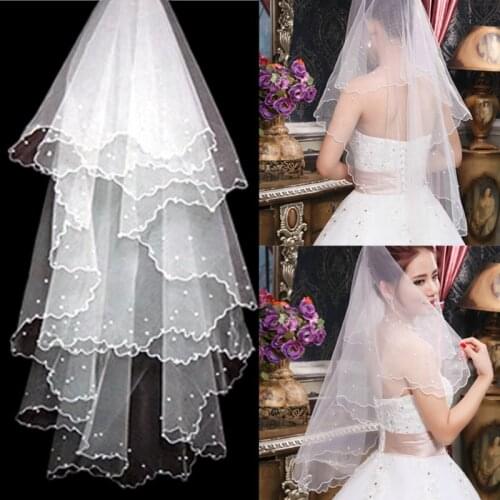 Wedding veil short bead wedding veil long veil bride Bride