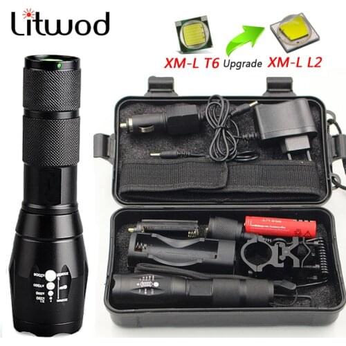 LED Rechargeable Flashlight Litwod XML T6 5 mode zoom linterna torch 5000 LM 18650 Battery Outdoor Camping Powerful Flashlight