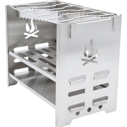 Camping Rocket Stove Stainless Steel Folding Wood Stove For BBQ Fishing Picnic Portable Lightweight Only 550g Cooking Equipment