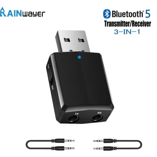 USB Bluetooth 5.0 Transmitter Receiver 3 in 1 EDR Adapter Dongle 3.5mm AUX for TV PC Headphones Home Stereo Car HIFI Audio new