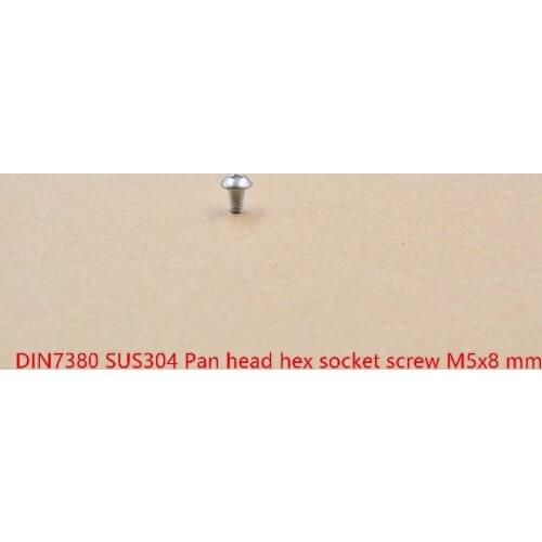 DIN7380 304 stainless steel pan head hex socket screw M5x8 round head hex socket screw 1pcs