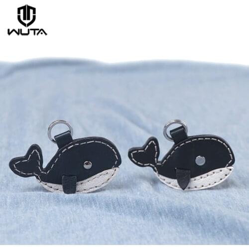 WUTA Mini Cute Whale Pendant for Bag Vegetable Tanned Leather DIY Semi-finished Ornament High Quality Crafts Key Ring Keychain