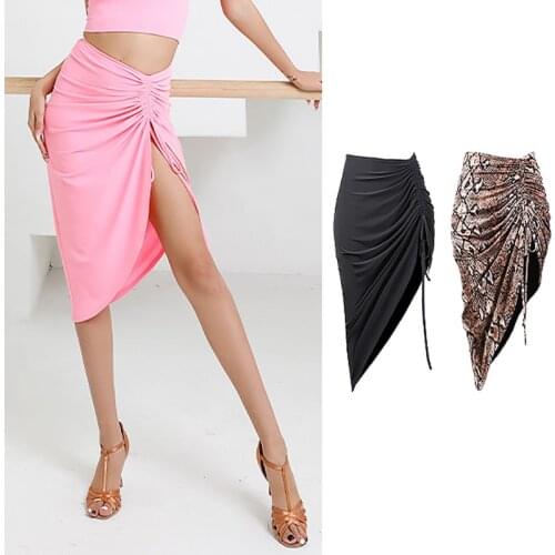 Latin Dance Skirt Adults Sexy Split Irregular Skirts Tango Salsa Cha Cha Rumba Samba Dancing Practice Clothes Women DNV13392