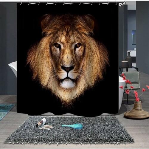 Custom Made Shower Curtain Bathroom Curtain Partition 1.5 x 1.8m 1.8 x 1.8m 1.8 x 2m Lion King Animal