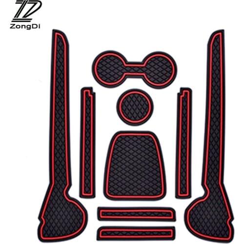 ZD 9pcs For VW Volkswagen Polo Accessorie 2011 2012 2013 2014 2015 2016 Interior Car Styling Cup Mat Door Gate Slot Pad Stickers