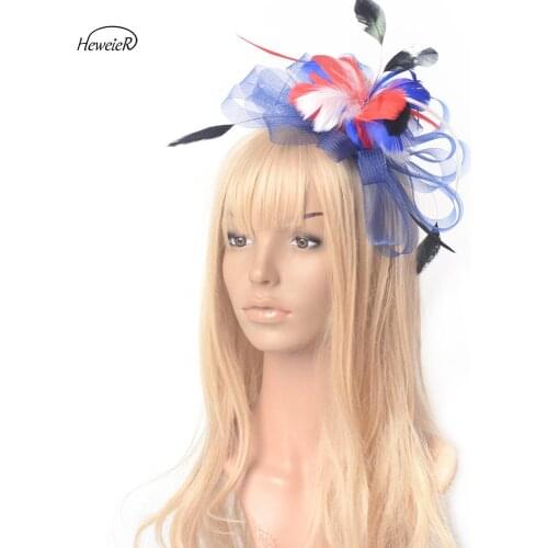 2019 New Handmade Mix-colors Fascinator Feather Hair Clip Cocktail Races Wedding Party Hairpiece Headdress Lady Women Hairpins