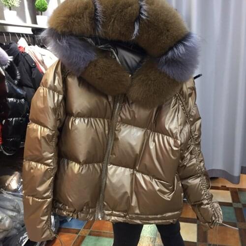 Duck Down Women Winter Warm Hoody Parka Large Real Fox Fur Collar Female Windproof Puffer Jacket chaqueta mujer LX2565