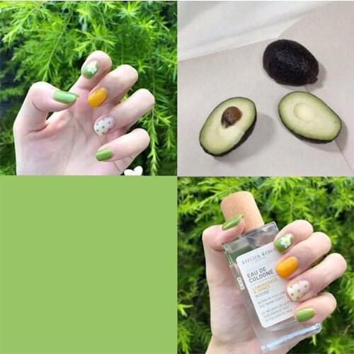 24 Pieces / Box Summer Elegant Style Wear Fake nails Finished nail Piece Elegant Avocado Wave Point Small Fresh Manicure Patch