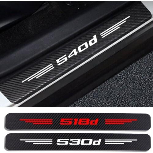 4PC Car Door Sill Anti kick Stickers Scuff Anti Scratch Carbon Fiber Auto Door Sticker FOR BMW 518d 520d 525d 530d 535d 540d 550