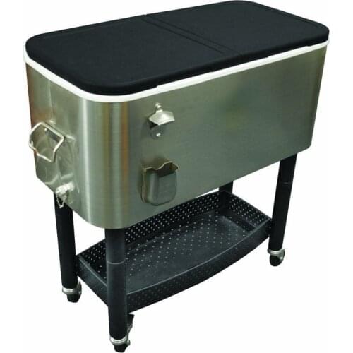 73L Metal rolling party cooler cart for cold ice beer