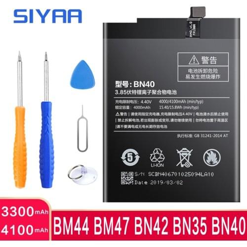 BM44 BM47 BN42 BN35 BN40 Battery For Xiaomi Redmi 5 4 4Pro 4X 3S 3 3X 2 Replacement Mobile Phone Batteries High Capacity Bateria