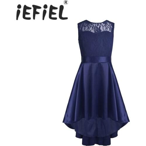 4-14 Years Embroidered Flower Girls Tulle Tutu Dress Kids Pageant Party Wedding Bridesmaid Prom Princess Formal Tea Length Dress