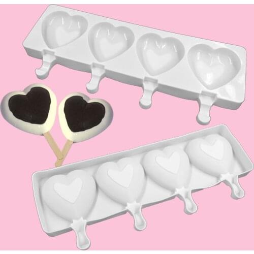 Large Size Ice Cream Mold Heart Shape Silicone Popsicle Form Maker Ice Lolly Moulds Ice Cube Tray For Party Bar Decoration