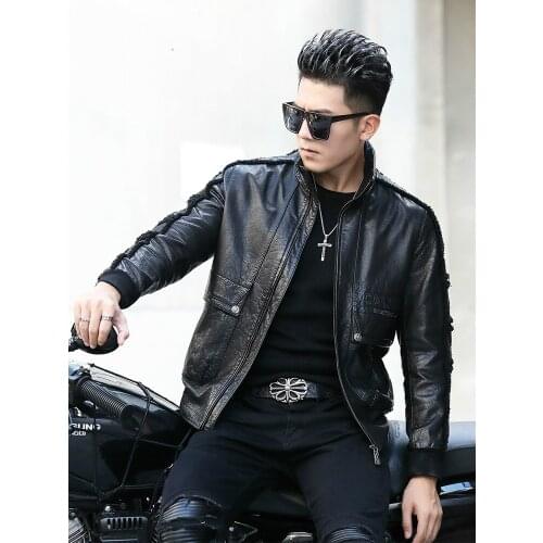 Autumn and Winter New Leather Coat Mens Stand Collar Jacket Motorcycle Fashion Clothing