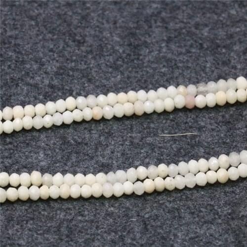 Fashion Cream-colored Natural Stone Chalcedony Jades 2x4mm Faceted Abacus Jewelry Beads Spacers Findings Accessories 15inch B566