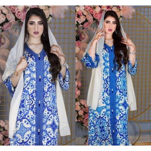 Muslim Fashion Women Elegant Abaya Dubai Turkey Muslim Hijab Dress 2021 Caftan Plus Size Boho Long Dresses Islamic Clothing