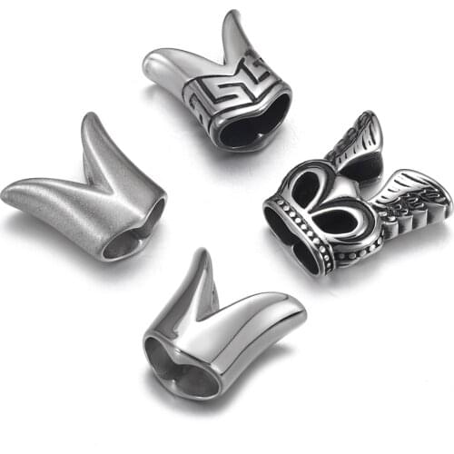 Mens Bracelet Beads Double Hole 5mm Leather Cord Jewelry Making Stainless Steel Accessories Slide Charms DIY Necklace Spacer