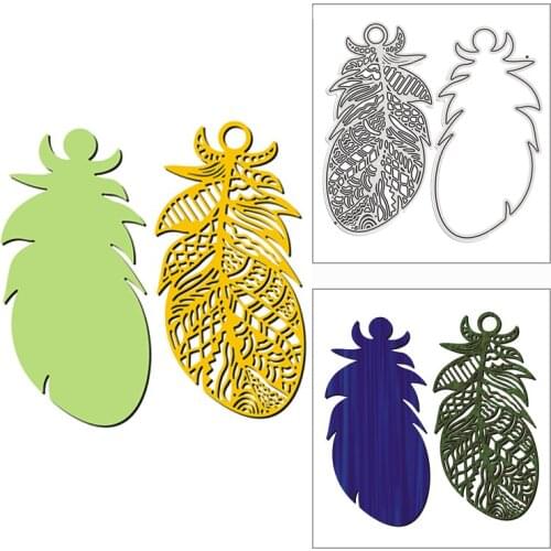 New 2021 Lacy Feather Pattern Shape Metal Cutting Dies for DIY Scrapbooking and Card Making Decorative Embossing Craft No Stamps