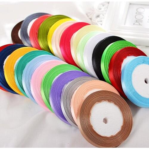 10mm Single Face Satin Ribbon Christmas Halloween Wedding Birthday Party Decoration Gift Wrapping DIY Crafts Fabric Silk Ribbons
