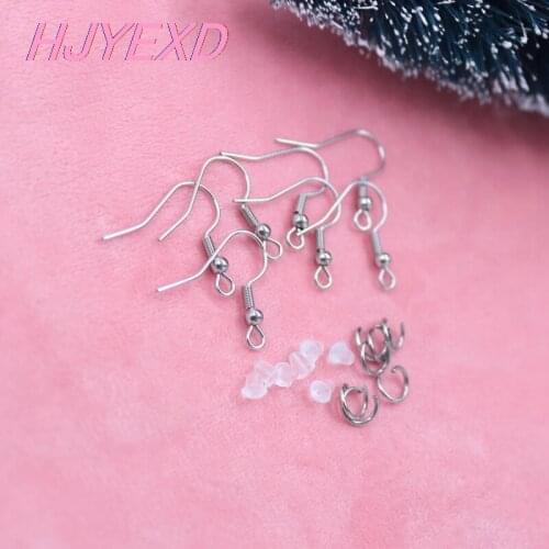 Earring Finding 20x23mm Stainless Steel Fish Hooks +Stainless Opening Rings +Eco-Friendly Nylon Pushers-HP001