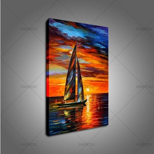 Professional artist Hand Painted Modern Palette Knife Oil Painting Sunset ocean scenery Canvas Picture Wall Art For Home Decor