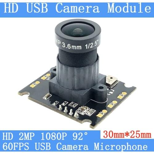 Plug Play Starlight Webcam 1080P Full HD 92° MJPEG High Speed 60FPS UVC USB Camera Module CCTV Android Linux Microphone