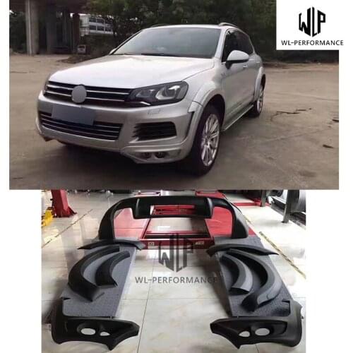 VW High qualtiy PU Materials Car Body Kit Rear Diffuser Spoiler Car wheel Eyebrows For Volkswagen Touareg JE Style 2011-2013