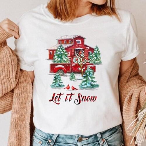 Women Graphic Snow Lovely Vintage New Year Holiday Tshirt Top Happy Merry Christmas Print Clothing Female Tee Cartoon T-shirt