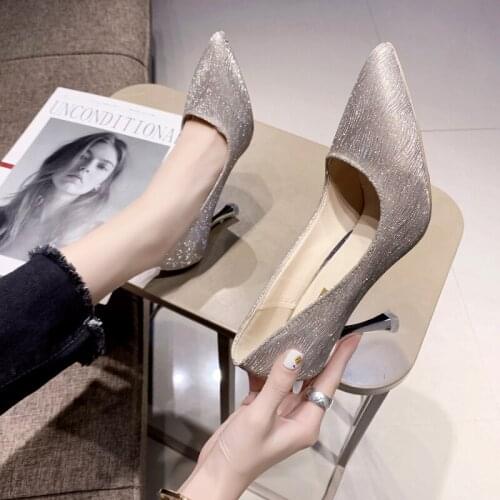 Woman High Heel Ladies Shoes Fashion Sexy Mature Thin Heels Sequins High Heel Dress Wedding Shoes High Heel Women Shoes W32-52