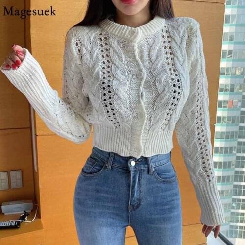 Hollow out Vintage Sweater Cardigan for Women Knit Autumn Fashion Solid Long Sleeve Jacket Woman Sweater Mujer Invierno 16040
