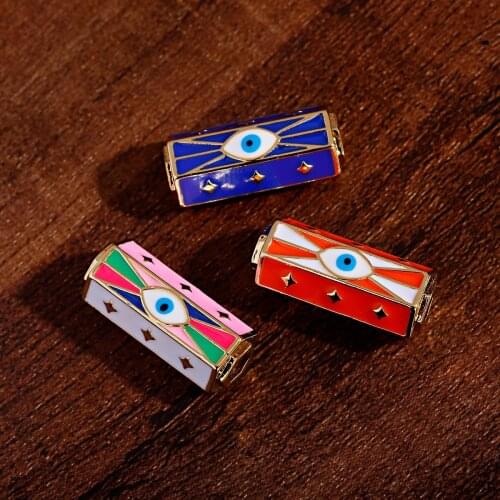 Lucky Eye 1pcs Alloy Metal Golden Color Hexagon Glass Round Evil Eye Charms Pendant Jewelry Findings For DIY Necklace Handmade