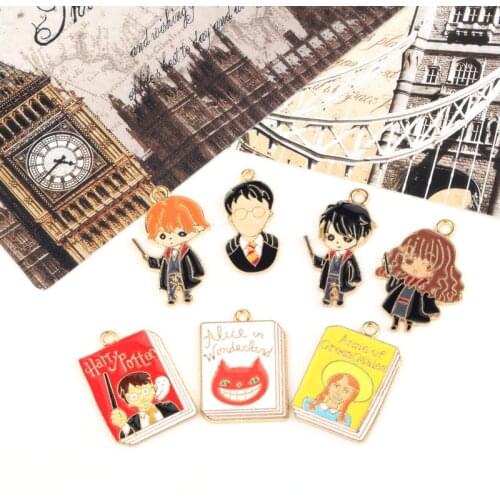 10pcs/lot Alloy Students Teachers Books Enamel Charms Fit Jewelry DIY Accessories Cartoon Pendants Floating Keychain Craft YZ470