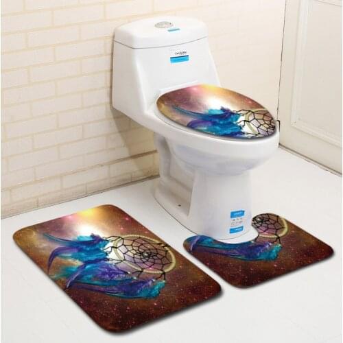 3PCS/Set Lid Toilet Seat Cover Pedestal Rug Bathroom Mats Carpet for Household Toilet Rugs Bathroom Accessories Bath Mat Set