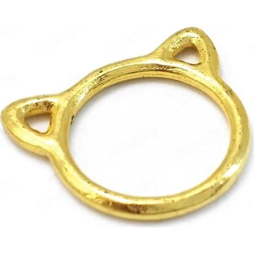 30pcs/lot Antique Gold Silver Color Pendant Cute Cat Ears Charms Fit DIY Earring Handmade Accessories Findings Jewelry Wholesale