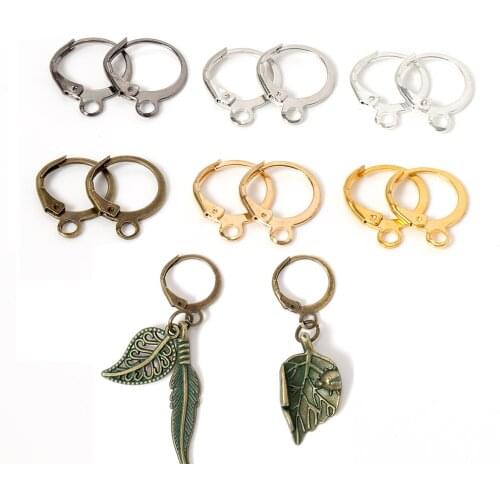 50pcs Metal Earring Making Accessories Rhodium Earring Clasps Hooks Findings With Loop Clasp Round Base For Jewelry Making Diy