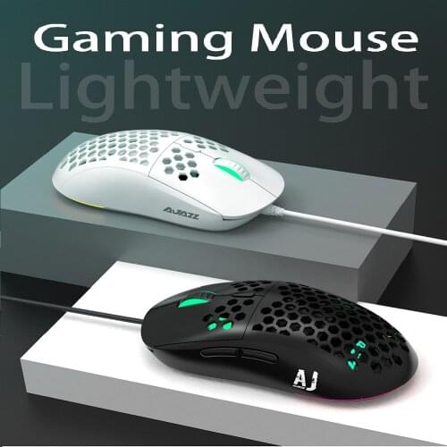 Ajazz New Lightweight Wired Mouse Hollow-Out Gaming Mouce Mice 6 DPI Adjustable 7Key AJ390R for Notebook Desktop PC