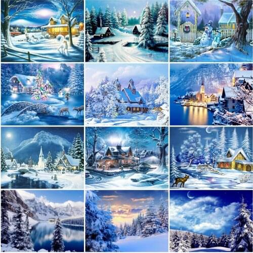 EverShine Diamond Embroidery Landscape Cross Stitch Kits 5D Diamond Painting Winter Tree Mosaic Art Needlework Handmade Hobby