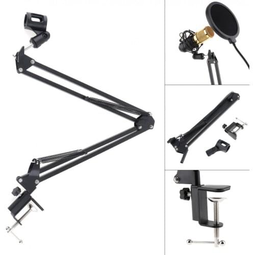 Black NB-35 Microphone Scissor Arm Stand Mic Clip Holder with Desktop Alloy Base Clampfor KTV / Studio