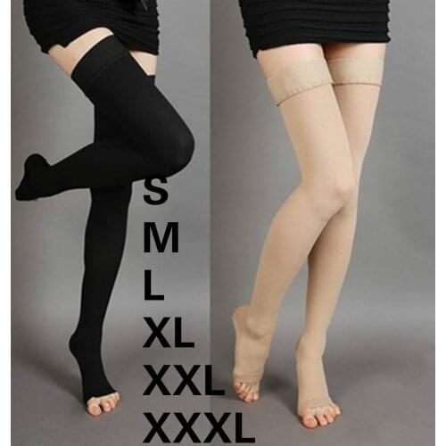 Unisex Knee-High Medical Compression Stockings Varicose Veins Open Toe Stockings Women Stocks Quality S M L XL XXL XXXL Long