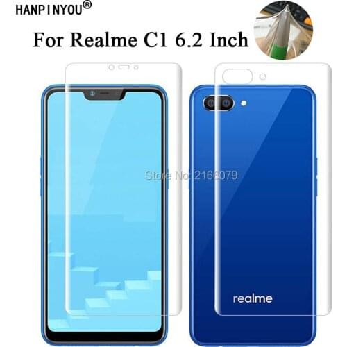 For OPPO Realme C1 6.2" Soft TPU Front Back Full Cover Screen Protector Transparent Protective Film + Clean Tools