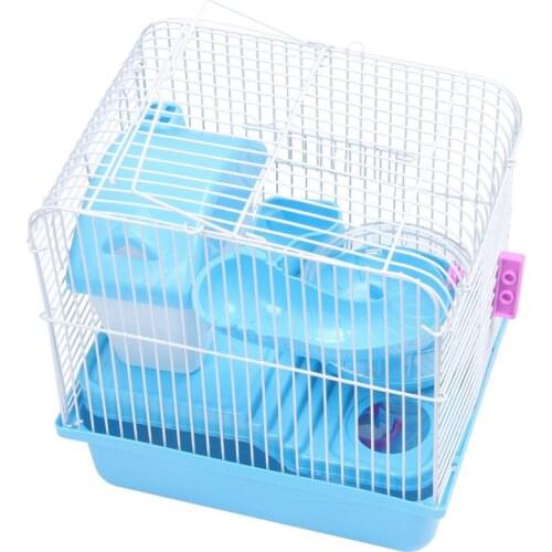 2 Floors Storey Hamster Cage Mouse house with slide disk spinning bottle-ABUX